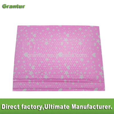 Shock Resistant light pink poly Bubble Mailer with custom printed Padded Envelope